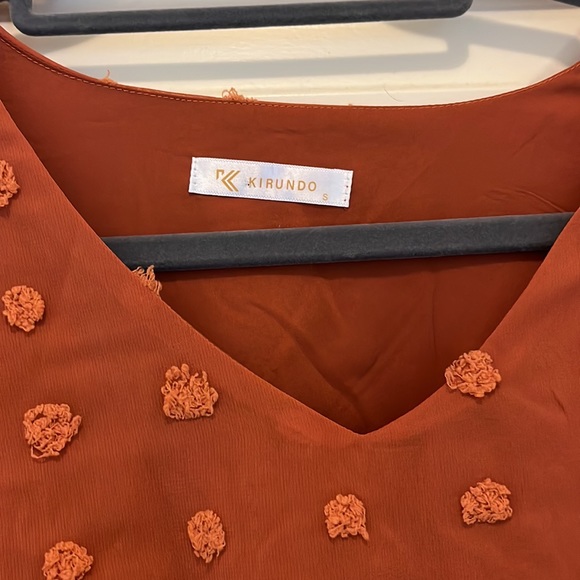 Long sleeve tie waist dress with polka dot details. Size small - Picture 2 of 6